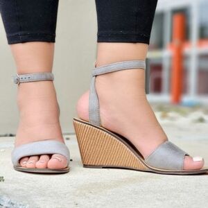 Women's Grey Suede Wedge Sandal